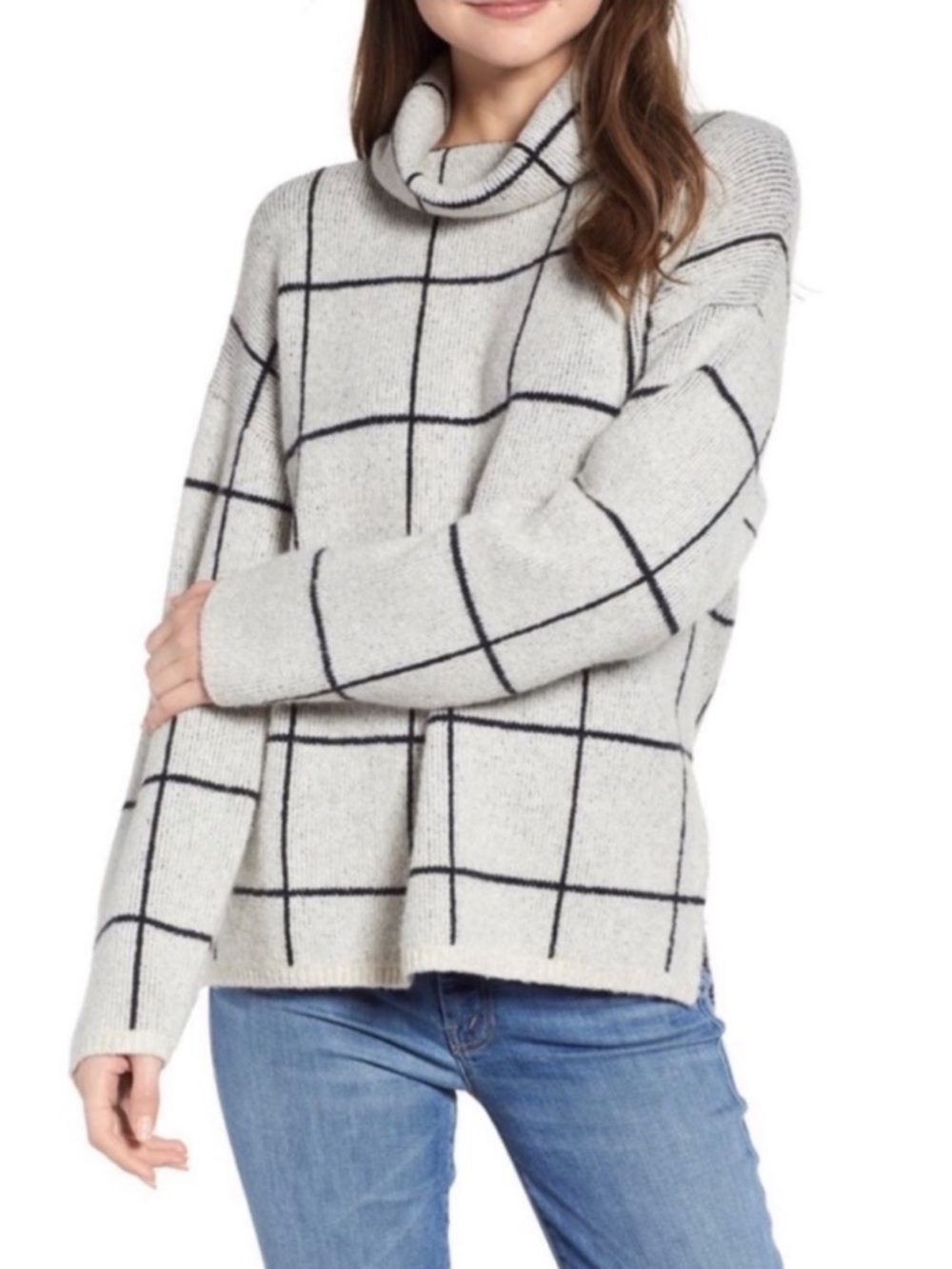 Madewell Windowpane Grey & Black Sweater